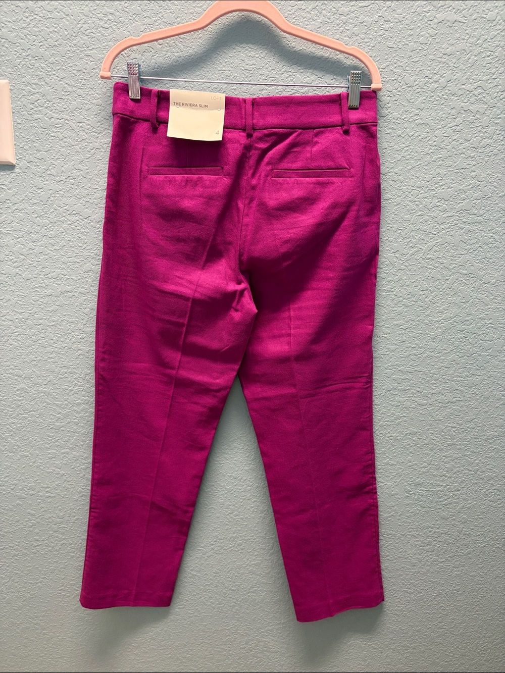 LOFT Fuchsia Double-Breasted Blazer and Riviera Slim Pants - Picture 3 of 5